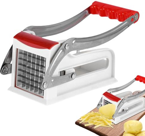 Coupe Frites Manuel, Coupe Frites En Acier Inoxydable Avec 2 Lames De Rechange, Trancheuse De Pommes De Terre, Coupe Pomme De Terre Frite Antidérapante Pour Friteuse, Concombres, Oignons