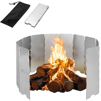 Triclicks Camping Stove Windshield, 12-Plates Aluminum Stove WindScreen With Storage Bag, Folding Camp Stove Windshields, Cooker WindScreen, Gas Stove Windshield,for Camping, Hiking, Picnic26*10*2.5cm