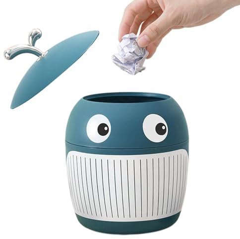 Generisch Schreibtisch-Mülleimer - Niedlicher Wal-Papierkorb Mit Deckel - Walförmiger Desktop-Mülleimer, Müllbehälter Für -Kommode, Couchtisch
