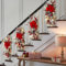 Decorazioni natalizie per scale, ghirlanda natalizia con luci LED, per interni ed esterni (rosso)