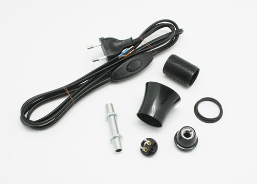 Kit électrique pour lampe DIY - Douille E14 noire avec câble - Sans abat-jour - Interrupteur manuel et instructions de montage inclus - Hanna's Laden