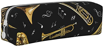 ESASAM Musical Instruments Simple and Stylish Leather Pencil Case - Stationery Organizer and Travel Storage, Pencil Holder, Pencil Bag, Zipper Pouch, Pen Case, Art Supplies
