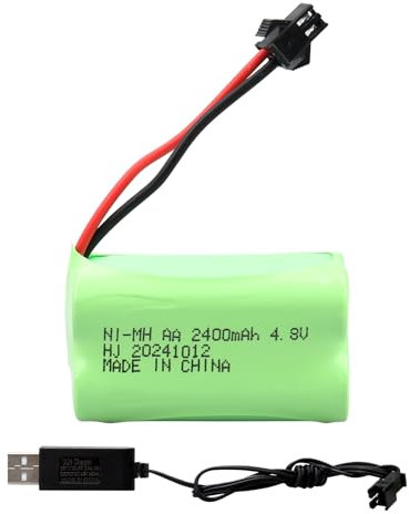 MXJFYY Batería Recargable NI-MH de 4,8 V y 2400 mAh con Enchufe SM, batería AA RC para Juguetes a Control Remoto, Herramientas eléctricas, electrodomésticos, Camiones de construcción