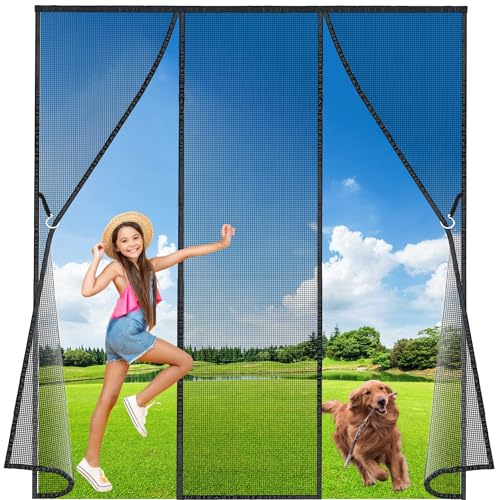 Luxvix Fliegengitter Doppeltür, 150x180 cm Magnet Insektenschutz, Der Magnetvorhang Ist Ideal Für Die Balkontür, Kellertür und Terrassentür, Kinderleichte Klebemontage Ohne Bohren LF2C1 Schwarz