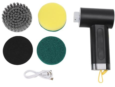 Electric Spin Scrubber,Power Scrubber Cordless Electric Shower Scrubber with 3 Replaceable Heads,2 Adjustable Speeds, Brush for Bathtub Floor Tile Window (Black)