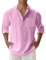Générique Chemise Lin Homme Manches Longues Été Mao Chemise de Plage Classique Décontractée Casual Regular Fit 4XL