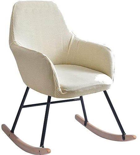 Stretch-Schonbezüge für Schaukelstuhl, mit Armlehnen, hohe Rückenlehne, für Zuhause, Schlafzimmer, Esszimmer, Stuhlschoner