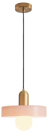 EKSED Vintage Glas Pendelleuchte mit E27 Fassung, Höhenverstellbare Hängelampe, Ideal für Wohnzimmer, Schlafzimmer, Küche (Rosa)