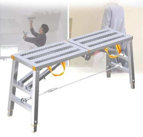 TT-YEC Banco De Trabajo De Andamio De Hierro Multiusos, Banco De Escalera Plegable, Ajuste De Altura De 4 Niveles, Andamio Galvanizado Portátil De Alta Resistencia Para Pintar Y Limpiar,B 180cm