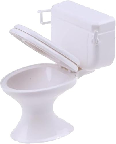 White Plastic Decoration 1:12 House Toilet House Bathroom Furniture Mini Toilet Cake Decoration for Houses Decoration Accessories, Dollhouse Décor