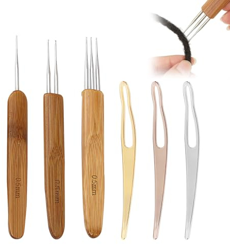 6 PCS Dreadlock Crochet Hook Tool Kit,0.5mm Crochet Hooks for Dreadlocks,Dreadlocks Needle for Braid Craft Maintenance (1/2/3 Hook)