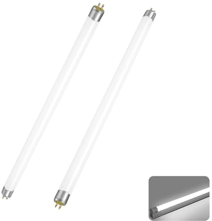 Tubi Fluorescenti T8 15W, 2 Pezzi Tubo Fluorescenti T8 G13 15W 450mm, Bianco Freddo 6000K, Lampadine CFL 1100LM, Nessuno Sfarfallio, Tubi a Risparmio Energetico per Luci di Emergenza e Luci a Striscia