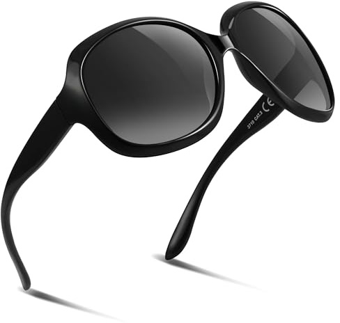 Groß Sonnenbrille Damen Polarisiert Vintage ÜberGroße Trendy Brille-hei
