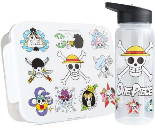 Get Trend One Piece Boite a Gouter Enfant Garcon et Gourde Air Up Set, Bento Lunch Box Compartiments et San BPA Gourde avec Paille, Lave Vaisselle et Micro-ondes Sûre École ou Sortie (Multi One Piece)