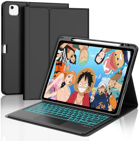 FOGARI Per iPad Air 13 Pollici M4 2026/M3 2025/M2 2024 Cover Tastiera | Custodia Tastiera Bluetooth Rimovibile con Retroilluminazione 7 colori e Touchpad, Keyboard Wireless Portatile, Nero