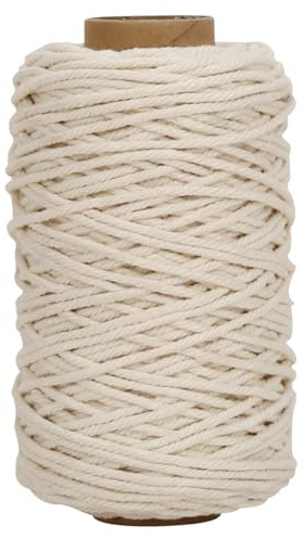 LKXHarleya Corde torsadée, 2mmx100m Cordon en Coton pour tentures murales, Tissage, Loisirs créatifs, Tricot et projets décoratifs, Blanc