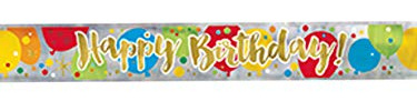 Glitzy Gold Foil Multicolor Long Fold Birthday Banner (3.6 Meters) 1 Piece - Premium Celebration Decor for Unforgettable Parties