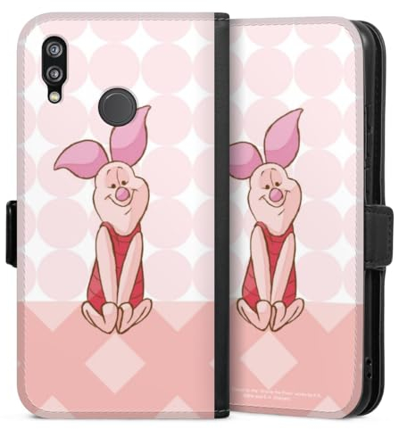 DeinDesign Klapphülle kompatibel mit Huawei P20 Lite Handyhülle aus Kunst Leder schwarz Flip Case Winnie Puuh Ferkel Disney Offizielles Lizenzprodukt