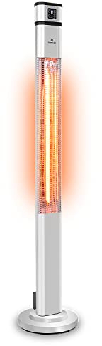 Klarstein Chauffage Electrique à Infrarouge, Chauffage de Jardin de 2000W, Chauffage Interieur et Exterieur Terrasse IP44, Securisé, Oscillation, Télécommande, Chauffage d'Appoint Sans CO2