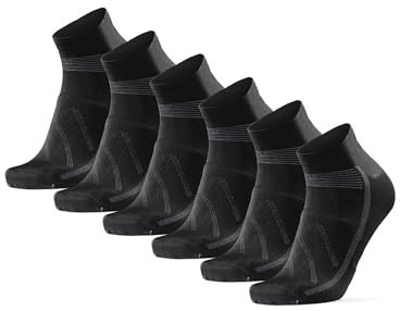 DANISH ENDURANCE Calcetines de Ciclismo Bajos, Acolchados y Transpirables, Hombres y Mujeres, 3 Pack, Negro, 39-42