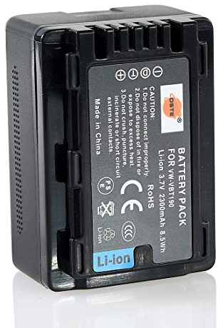DSTE Ersatz Batterie Li-Ionen-Akku Compatible für VW-VBT190 und Panasonic HC-V270,HC-V380,HC-V510,HC-V520,HC-V520M,HC-V530,HC-V550,HC-V550M,HC-V710,HC-V720,HC-V720M,HC-V727,HC-V730