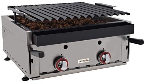 Haltra Barbacoa a Gas Piedra volcánica, 60BARH con Parrilla pavonada Regulable, 3 Alturas, Medidas 600X600X260h mm