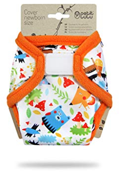 Petit Lulu Größe 1 PUL Überhose (2-6 kg) | Klett | Newborn Windelüberhose | Baby Regenbogen Windelhose | Stoffwindeln für Neugeborene | Hergestellt in EU (Waldmärchen)