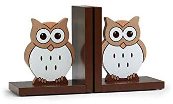 Owl Bookend Dekorative Holz Buchstützen Bracket Griffige Nettes Buch End Wohnzimmer Kinderzimmer Buch Stopper Home Decor (Color : Brown)