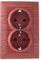 Prise encastrée - Contact de protection - Double prise Schuko combinée - Pour salle d'église - Couleur bois foncé