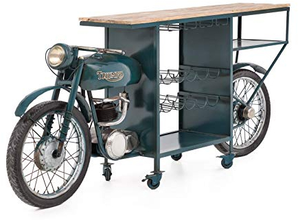 Woodkings Barregal Triumph I Bartisch Bike Präsentationstisch Konsolentisch Flaschenregal Ladentisch Motorrad Buffettisch Barmöbel