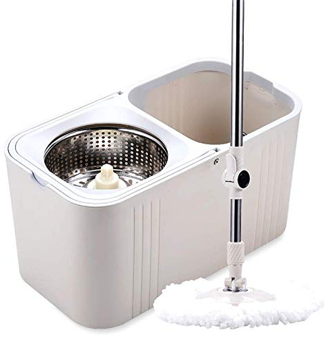RONGJJ Juego De Fregona Y Cubeta, Fregona Autolimpiante con Cubeta, Juegos De Fregona Y Cubeta Planos con 4 Cabezales De Microfibra, Diseño Resistente