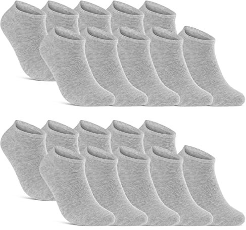 10 | 20 | 30 Paar Sneaker Socken Herren Damen Schwarz Weiß Grau Baumwolle 16900 (20x Grau 35-38)