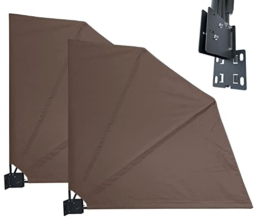 QUICK STAR 2 Stück Balkonfächer 140 x 140 cm Beigegrau, Easy Mount Wandplatte, Balkon Sichtschutz Fächer Blickdicht, Windschutz Trennwand Wetterfest
