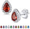 Bestyle Rote Birne Ohrringe Damen Silber 925, Rubin Ohrstecker, CZ Kristall Ohrschmuck mit Roter Stein, Geschenke für Frauen, Geburtsstein Rubin, Juli