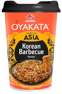 Ajinomoto, Oyakata Soba Cup Noodles Korean BBQ, Noodles Istantanei al Gusto Barbecue, Pronti in 3-4 Minuti, Condimento a Base di Salsa di Soia e Spezie Asiatiche, Snack o Pranzo Veloce, 93 g