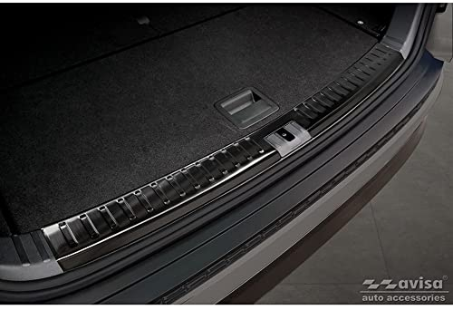 Avisa Schwarz Edelstahl Innere Heckstoßstangenschutz kompatibel mit Skoda Kodiaq 2017-2021 & Facelift 2021-2024 'Ribs'