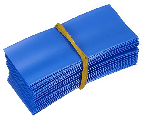 DMiotech 50pcs 23mm Flat 53mm Battery Sleeves PVC Wraps Heat Shrink Tube Insulation Protection for AA Battery Blue