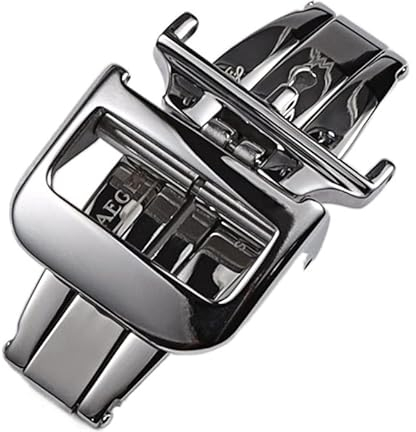 TRDYBSK 16 18 mm Poliert Silber Gold Roségold Massiv Edelstahl Faltschließe für Jaeger-LeCoultre Faltschließe (Farbe: Silber, Größe: 18 mm)