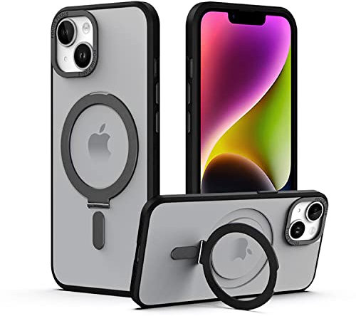 TECHGEAR iPhone 14 Pro Stand Case [Fusion Armour Ring] Premium Hybrid Tough Rugged Protective Magnetic Kickstand Case, Compatible with MagSafe Case for iPhone 14 Pro 6.1 - Black