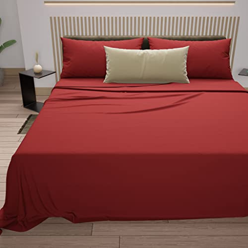 PETTI Artigiani Italiani - Bettwäsche aus Baumwolle, französisches Bett, französisches Bett, Rot, 100% Made in Italy
