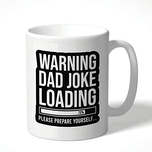 Funny Dad Joke Mug, Warning Dad Joke Loading Coffee Cup, Humorous Novelty Tea Mug for Him CMUG273