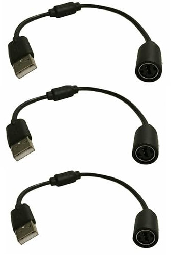 COEOPNC Confezione da 3 pezzi nero compatibile con USB Breakaway Dongle cavo adattatore parti durevoli per Xbox 360 PC Wired Controller Accessori