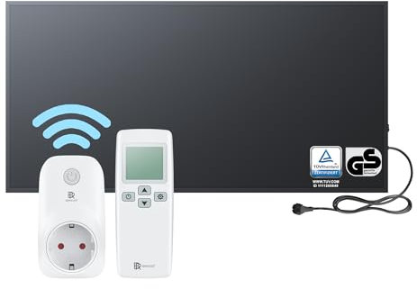 BR Bringer Infrarotheizung 1200 Watt - mit Smart Thermostat und Fernbedienung - Infrarot Elektroheizung Energiesparend - 5 Jahre Garantie, TÜV GS - Deutsche Qualitätsmarke (schwarz)