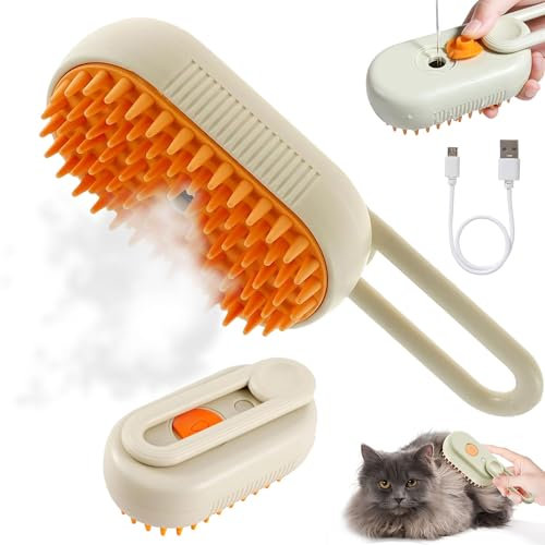 Katzenbürste mit Dampf,Steamy Cat Brush,Selbstreinigender Sprühkamm,Steamy Pet Brush Dog Cat,Katzen Hund Haustier Spray Kamm,Wasser DampfbüRste Katzenkamm,Dampfbürste für Katze und Hund