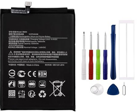 Swark Batería de repuesto BM54 de 4900 mAh compatible con Redmi Note 9 5G / Redmi Note 9T con juego de herramientas