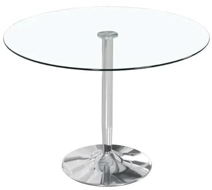 S & S Saldos y Stocks Mesa Redonda de Cristal Templado 90cm. Comedor o Cocina Gris