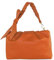 modamoda de - T254 - ital. Damen Henkeltasche Klein aus Leder, Farbe:Orange