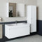 ROOMART • Badmöbel Set • Atria • 65 cm, 85 cm, 100 cm • Weiß • Waschbecken mit Unterschrank • Spiegelschrank • Hochschrank (Komplettset, 100 cm)