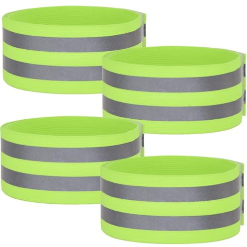 4 Stück Reflektoren Kleidung Reflektorband，Reflektorbänder Set, elastisch, mit Klettverschluss und starken Reflektorstreifen，Motorradfahren Oder Laufen