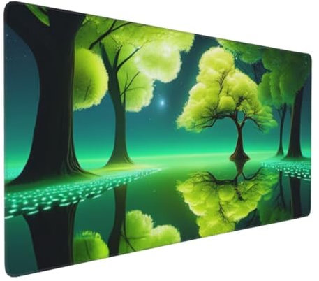 Mouse Pad for Office Work, Gaming Mouse Pad Desk Pad, Extended Mouse Mat, Stitched Edges Mousepad, Washable Large Mouse Mat, Keyboard Pad,Gaming Mouse Mat 31.5x15.7x0.12 inch, Aurora Tree Y-10557